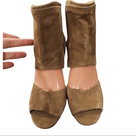 Eden Shoes sz 39 US 9 tan suede open toe heeled shooties - Picture 6 of 15